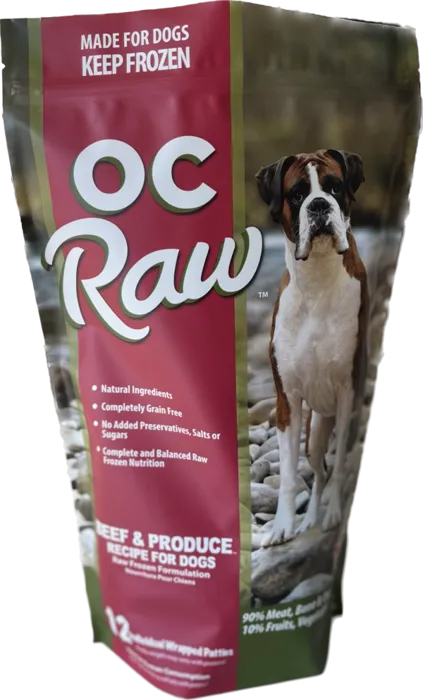 Oc Raw Dog Frozen Beef & Produce Patties 6-lbs