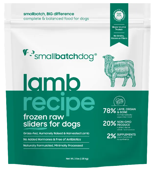 Small Batch Dog Frozen Sliders Lamb 3-lb