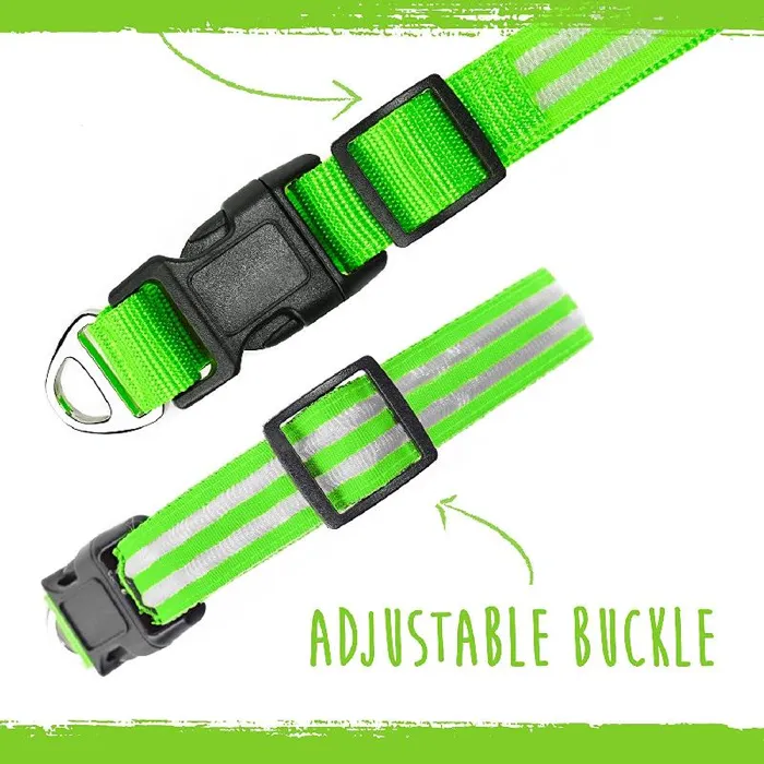 Mighty Paws Led Dog Collar Lg Green