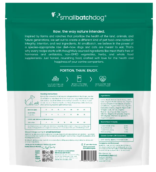 Small Batch Dog Frozen Sliders Lamb 3-lb