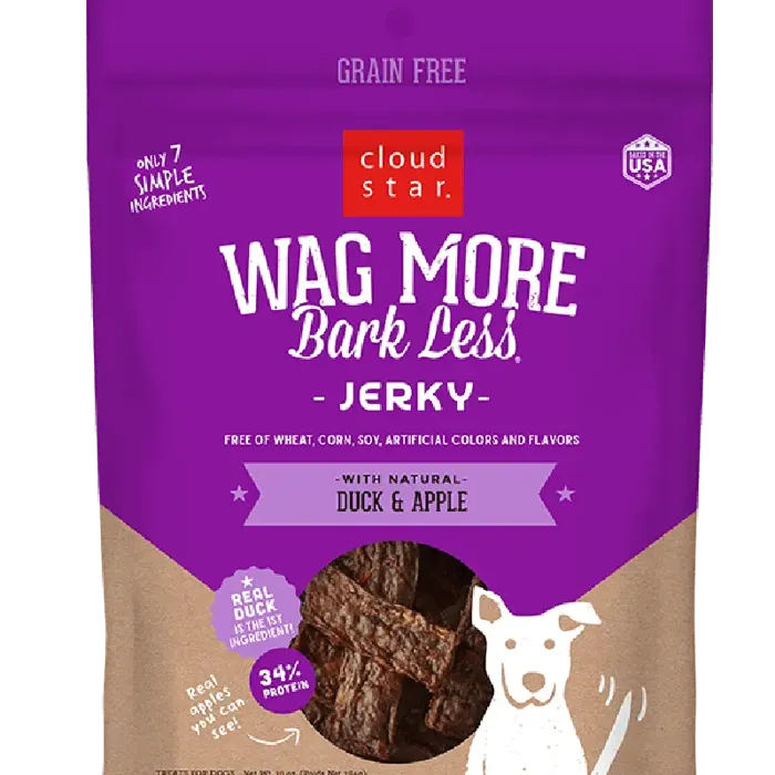 Wag More Bark Less Jerky Gf Duck & Apple 10-oz
