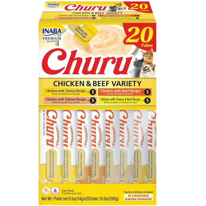 Inaba Cat Treats Churu Chkn & Beef Variety 20-pk