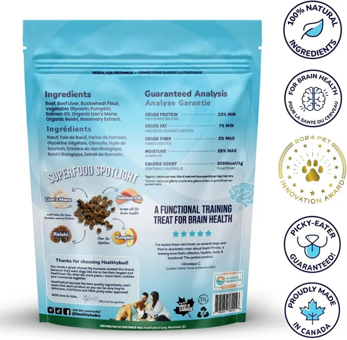 Hlthy Bud D 6.5oz/12 Training Treats Beef W/ Superfoods