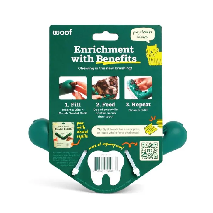 Woof Dog Toy Bite N Brush Small