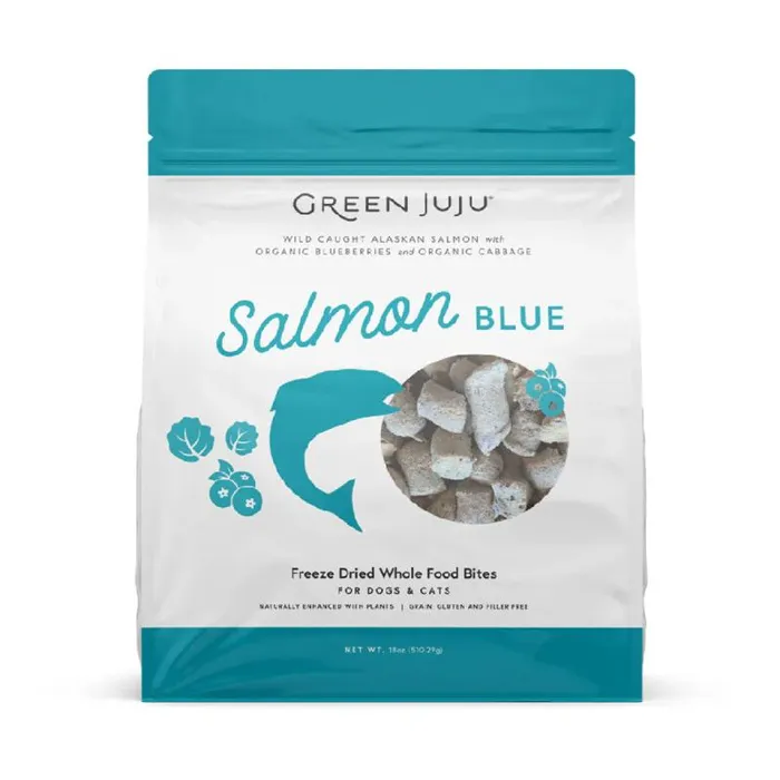 Green Juju Salmon Blue Freeze-dried Whole Food Bites For Dogs & Cats 7.5-oz