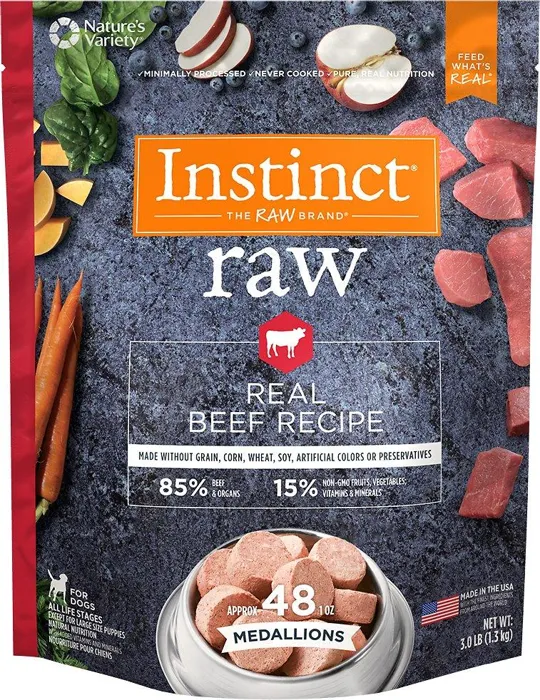 Instinct Frozen Raw Medallions Gf Real Bf Dog 3-lb