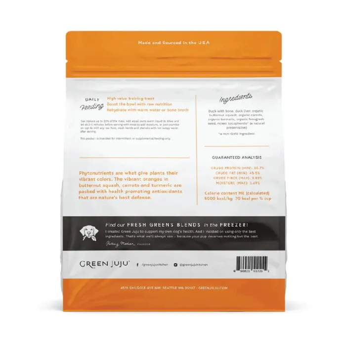 Green Juju Duck Orange Freeze-dried Whole Food Bites For Dogs & Cats 7.5-oz