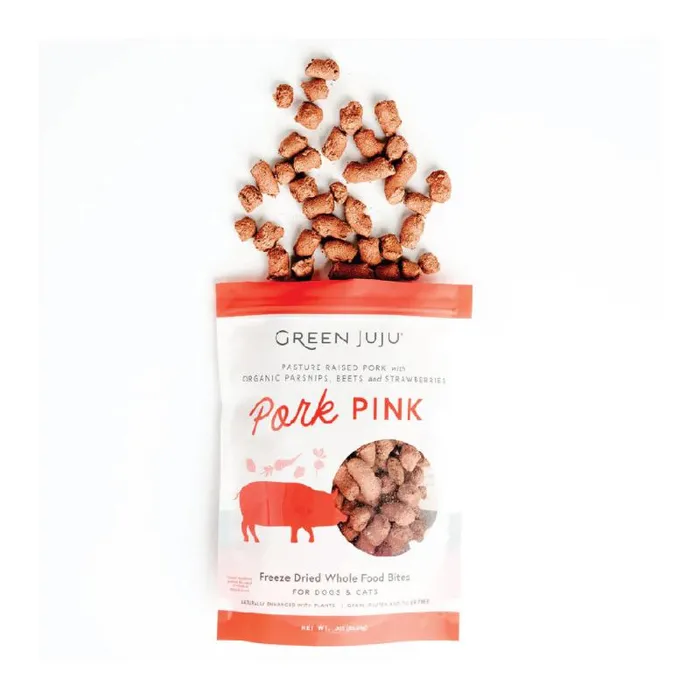 Green Juju Pork Pink Freeze-dried Whole Food Bites For Dogs & Cats 3-oz