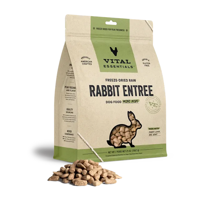 Vital Essentials Dog Fd Rabbit Mini Nibs 14-oz