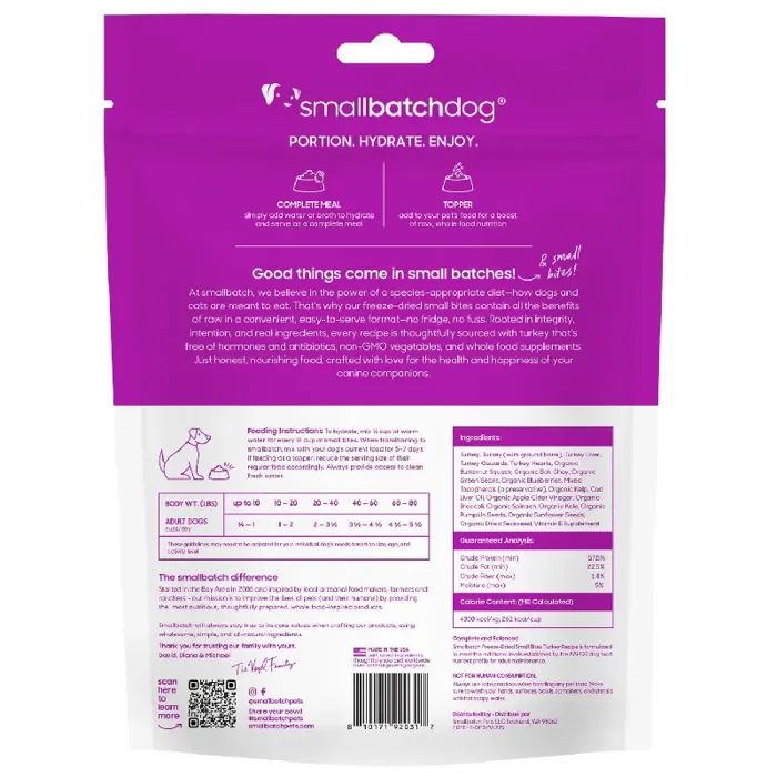 Small Batch Fd Dog Small Bites Turkey 20 Oz