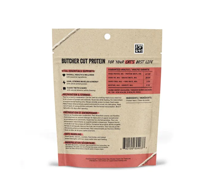 Vital Essentials Cat Chicken Hearts 0.8-oz