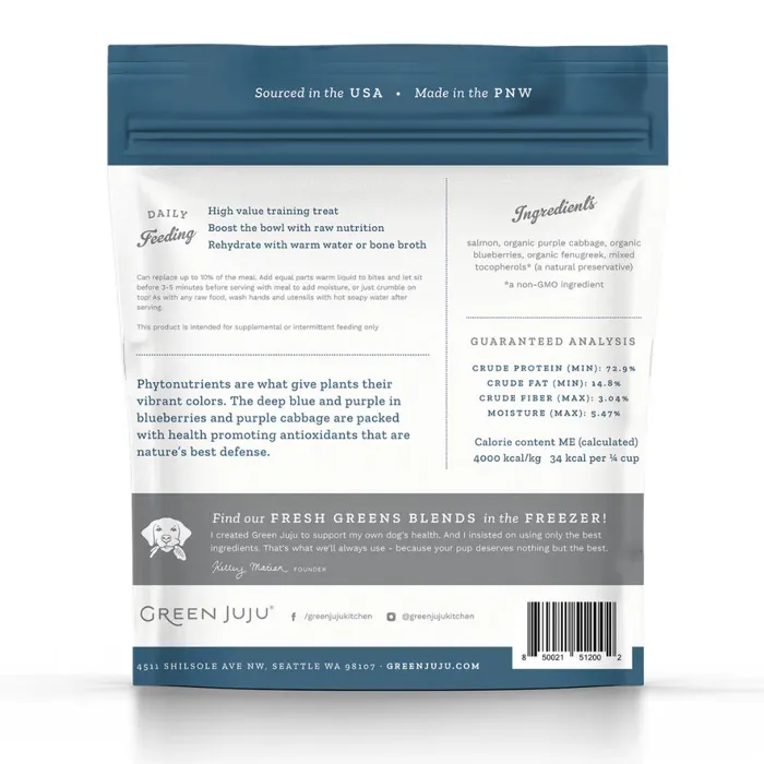 Green Juju Salmon Blue Freeze-dried Whole Food Bites For Dogs & Cats 7.5-oz