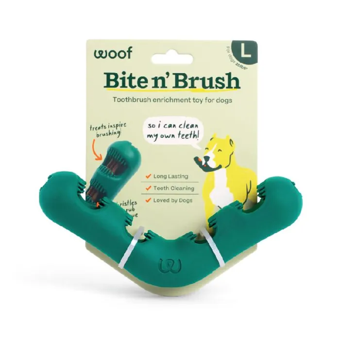 Woof Dog Toy Bite N Brush Large
