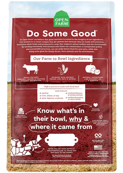 Open Farm Dog Grass Fed Beef & Ancient Grains Kibble 22-lb