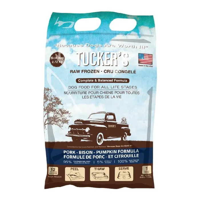 Tucker's Complete & Balanced Pork, Bison & Ppkn Raw Frzn Dog Food, 3-lb