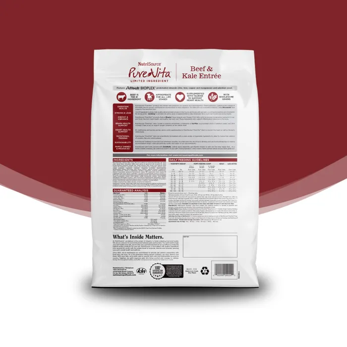 NutriSource PureVita Beef & Kale Entrée bag back