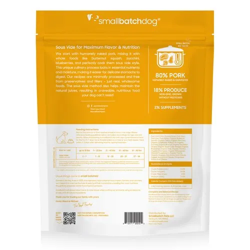 Smallbatch Dog Lightly Cooked Pork 2-lb