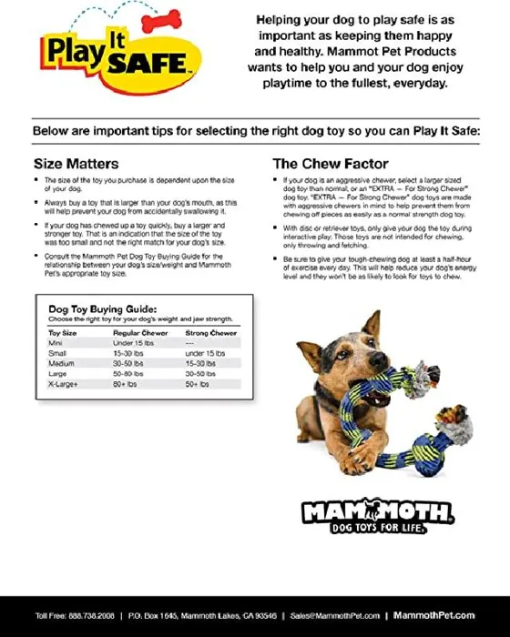 Mammoth Color 4 Knot Tug Flossy Chew Rope Large