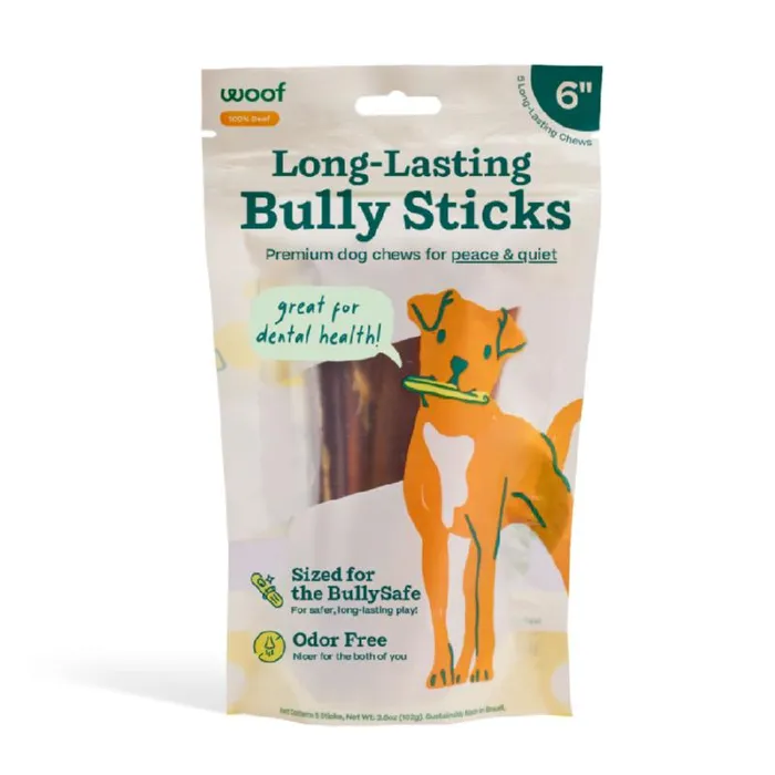 Woof Long Lasting Bully Stick 6" 5-pk