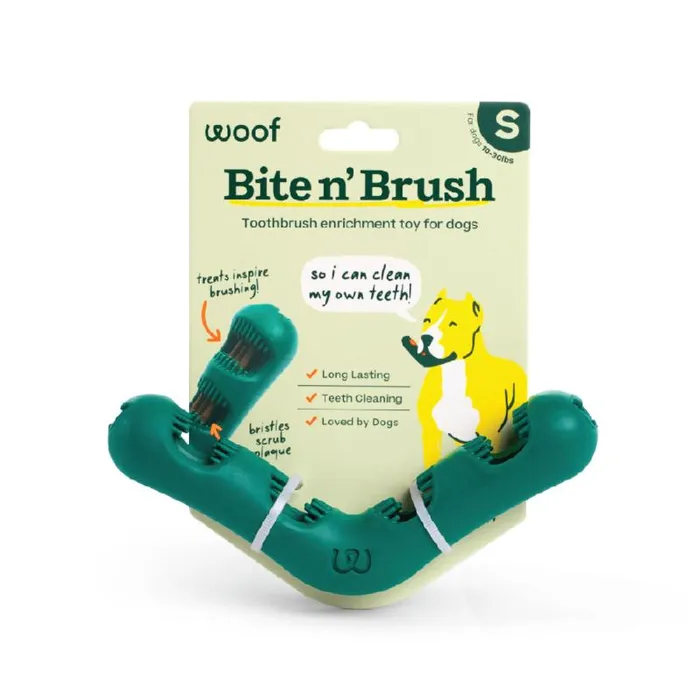 Woof Dog Toy Bite N Brush Small