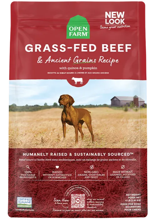 Open Farm Dog Grass Fed Beef & Ancient Grains Kibble 22-lb