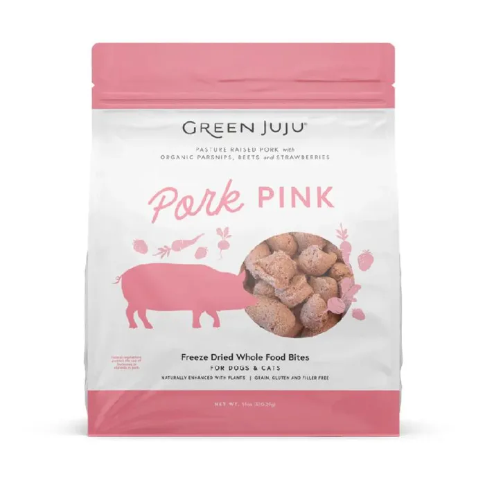 Green Juju Pork Pink Freeze-dried Whole Food Bites For Dogs & Cats 7.5-oz