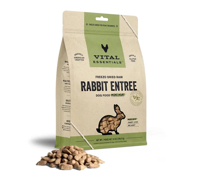 Vital Essentials Dog Fd Rabbit Mini Nibs 14-oz