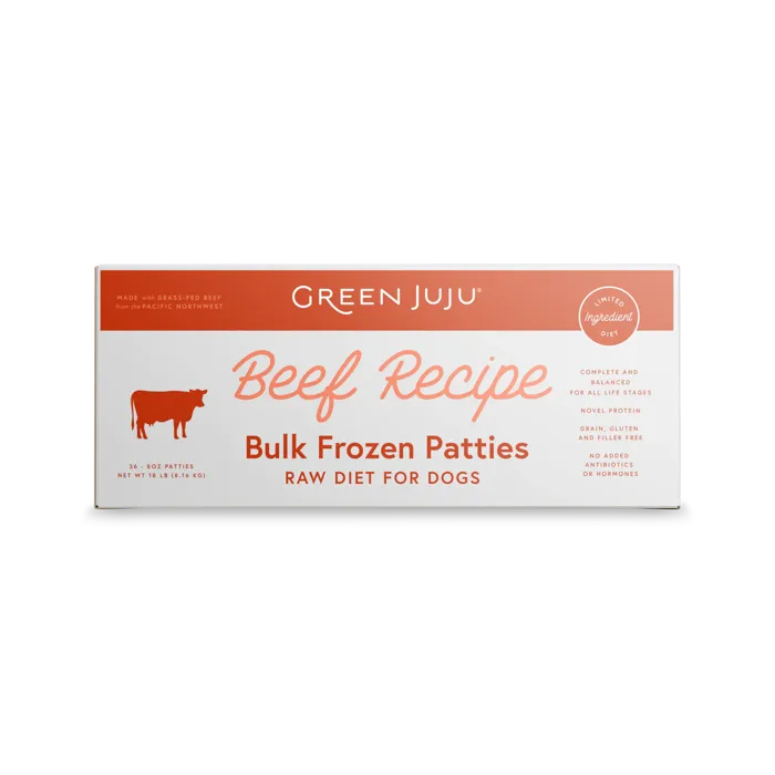 Green Juju Beef Recipe frozen bulk patties 18-lb front
