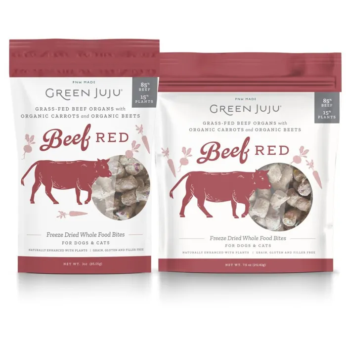 Green Juju Beef Red Freeze-dried Whole Food Bites For Dogs & Cats 3-oz