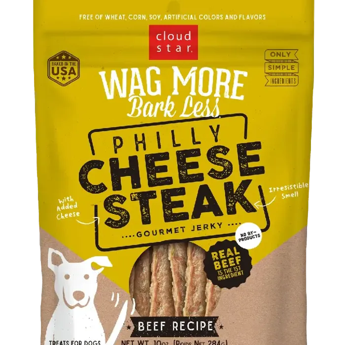 Wag More Dog Jerky Philly Cheese Steak 10-oz