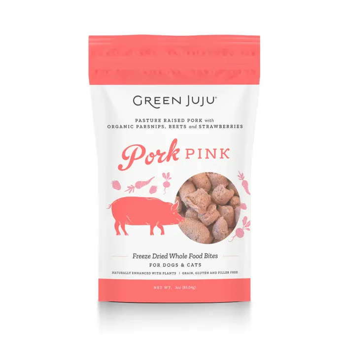 Green Juju Pork Pink Freeze-dried Whole Food Bites For Dogs & Cats 3-oz