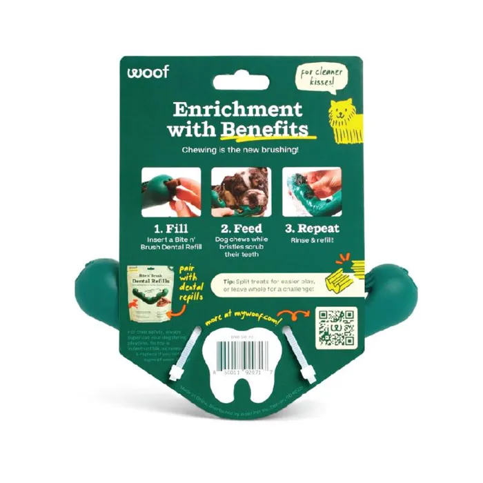 Woof Dog Toy Bite N Brush Large