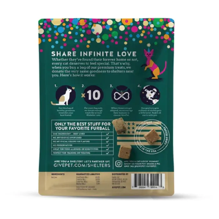 Givepet Cat Treat Beef Liver Birthday Purr-resent 1.25oz