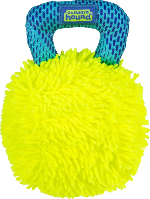 Outward Hound FlyFetch Giggle Ball yellow medium front view
