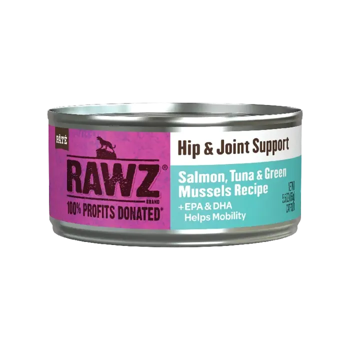 Rawz Cat Hip Joint Support Salmon Tuna Green Mussels Can 5.5oz 24/cs