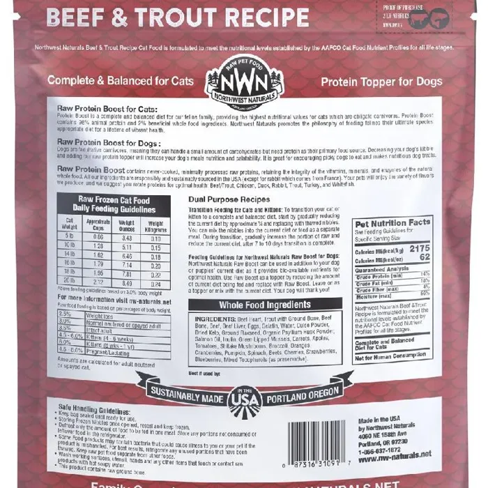 Northwest Naturals Cat Frozen Beef & Trout 2-lb