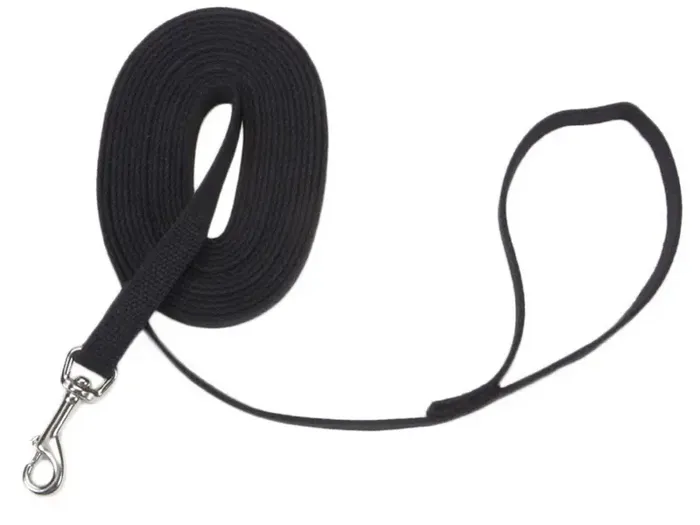 Cotton Web Dog Training Leash - Black 5/8" X 20'