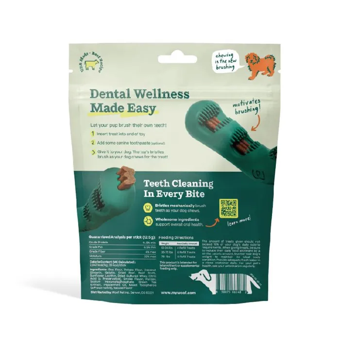 Woof Dog Toy Bite N Brush Beef Refills 18 Ct