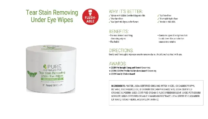 Pure And Nat Pet Wellness - Tear Stain Wipes 50-ct