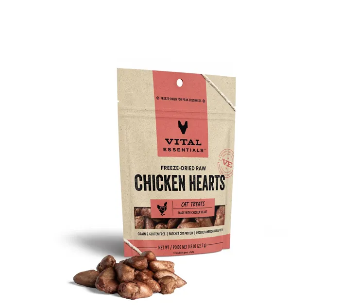 Vital Essentials Cat Chicken Hearts 0.8-oz