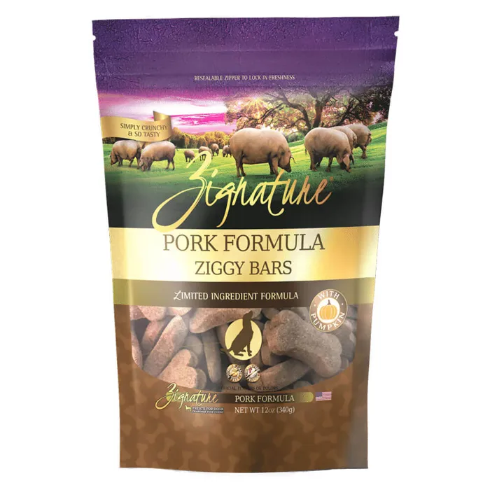 Zignature Dog Ziggy Bars Gf Pork 12 Oz